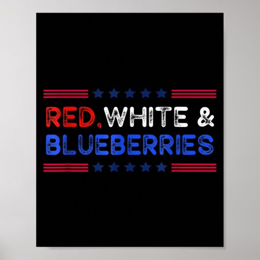 Funny Retro Red, White And Blueberries Patriot  Poster (Vorne)