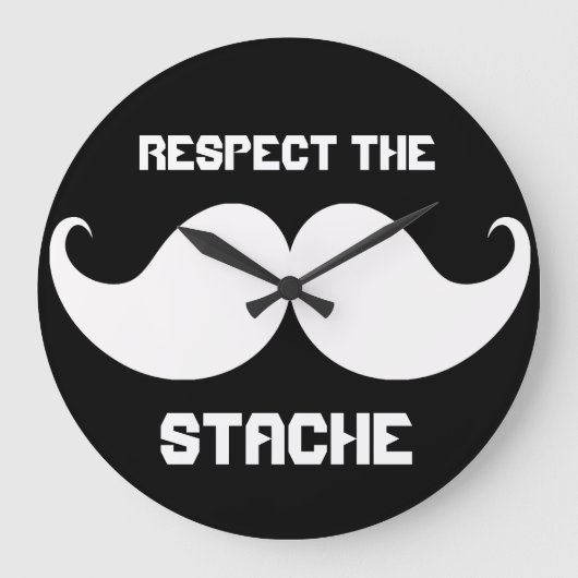 Funny Retro respektiert die Stache Mustache Mustac Große Wanduhr (Vorderseite)