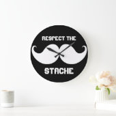 Funny Retro respektiert die Stache Mustache Mustac Große Wanduhr (Zuhause)