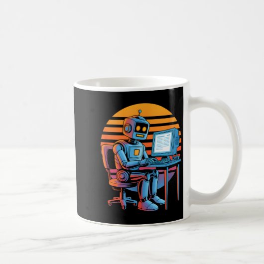 Funny retro robot coding computer screen Funny ret Kaffeetasse (Rechts)