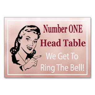 Funny Retro Rose Gold Bunco Head Table Card Tischnummer