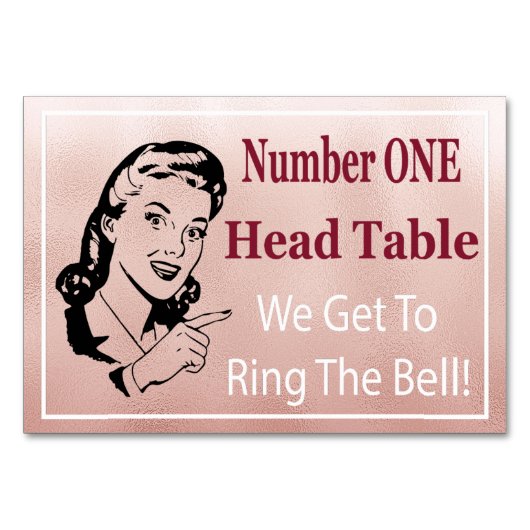 Funny Retro Rose Gold Bunco Head Table Card Tischnummer (Vorderseite)