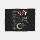 Funny Retro Santa Black Goldendoodle Dog Reindeer Fleecedecke (Vorderseite (Horizontal))