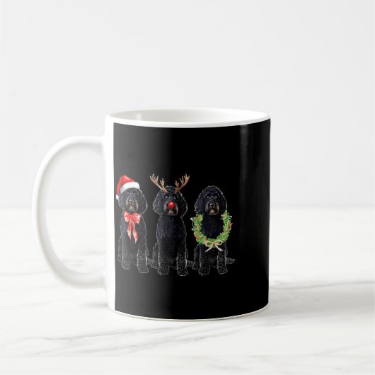 Funny Retro Santa Black Goldendoodle Dog Reindeer Kaffeetasse (Links)