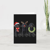 Funny Retro Santa Black Goldendoodle Dog Reindeer Karte (Vorderseite)
