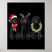 Funny Retro Santa Black Goldendoodle Dog Reindeer Poster (Vorne)