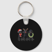 Funny Retro Santa Black Goldendoodle Dog Reindeer Schlüsselanhänger (Vorderseite)