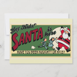 Funny Retro Santa Cartoon Naughty oder Nice Flat Feiertagskarte