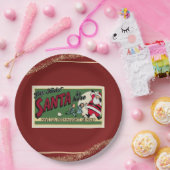 Funny Retro Santa Text Glitzer Naughty oder Nice F Pappteller (Party)