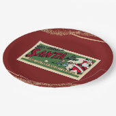 Funny Retro Santa Text Glitzer Naughty oder Nice F Pappteller (Schrägansicht)