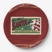 Funny Retro Santa Text Glitzer Naughty oder Nice F Pappteller (Vorderseite)