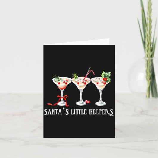 Funny Retro Santa's Little Helper Martini Merry Ch Karte (Vorderseite)