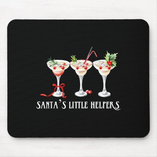 Funny Retro Santa's Little Helper Martini Merry Ch Mousepad (Vorne)