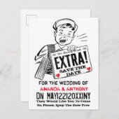 Funny Retro Save the Date Einladungspostkarte (Vorne/Hinten)