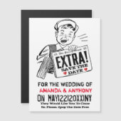 Funny Retro Save the Date Magnetkarte (Vorne/Hinten)