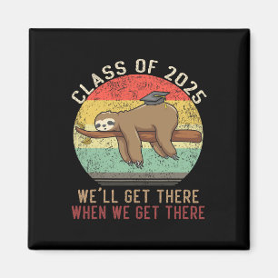 Funny Retro Senior CL of 2025 Sloth Cap Abschluss Magnet