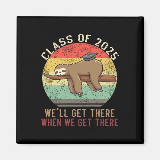 Funny Retro Senior CL of 2025 Sloth Cap Abschluss Magnet (Vorne)