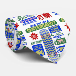 Funny Retro Skateboard Poster Krawatte