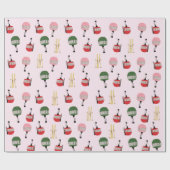 Funny Retro Ski Lift Gondelbahn Winter Skipass Ros Geschenkpapier (Flach)