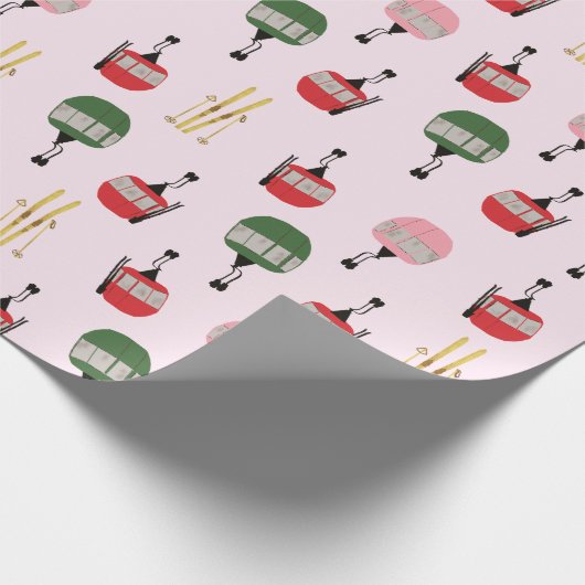 Funny Retro Ski Lift Gondelbahn Winter Skipass Ros Geschenkpapier (Ecke)