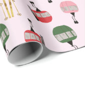 Funny Retro Ski Lift Gondelbahn Winter Skipass Ros Geschenkpapier (Rolleneckpunkt)