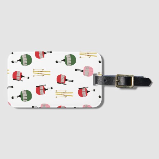 Funny Retro Ski Lift Gondelbahn Winterskifahrer Gepäckanhänger (Vorderseite (Horizontal))