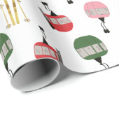 Funny Retro Ski Lift Gondelbahn Winterskifahrer Geschenkpapier (Rolleneckpunkt)