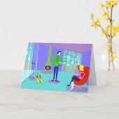 Funny Retro Ski Vacation Grußkarte Karte (Gelbe Blume)