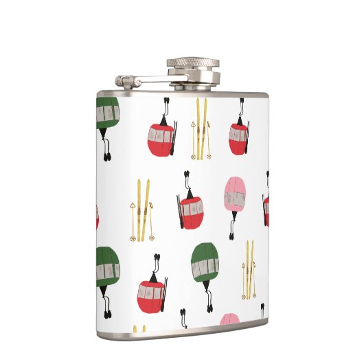 Funny Retro Skilift Alp Ski Winterskifahrer Flachmann (Rechts)