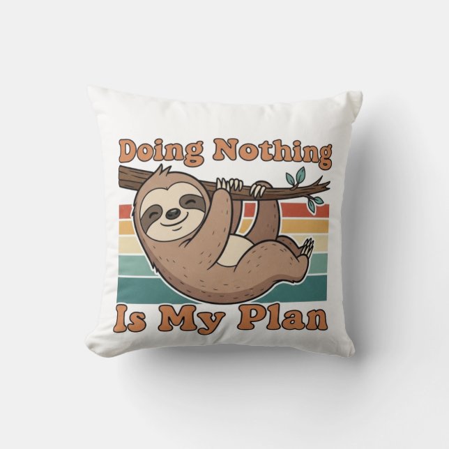 Funny Retro Sloth Square Throw Pillow Kissen (Vorderseite)