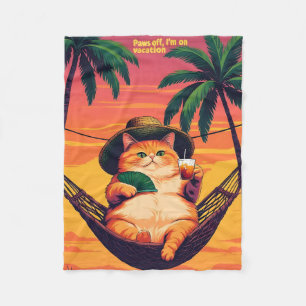 Funny Retro Sommerkatzenurlaub Fleecedecke