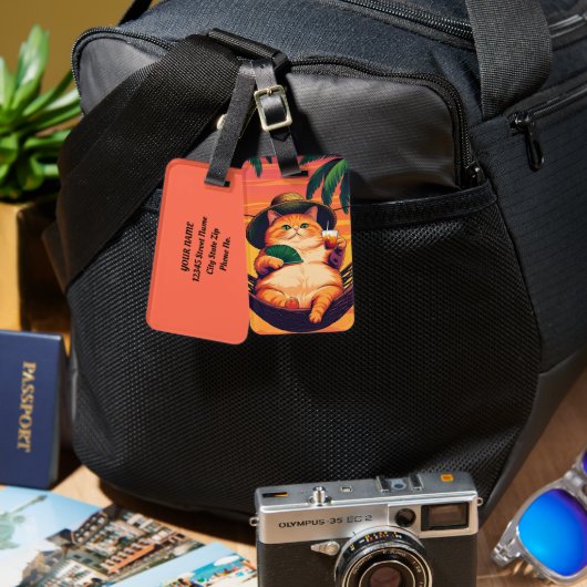 Funny Retro Sommerkatzenurlaub Gepäckanhänger (Vorderseite & Rückseite)