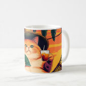 Funny Retro Sommerkatzenurlaub Kaffeetasse (VorderseiteRechts)
