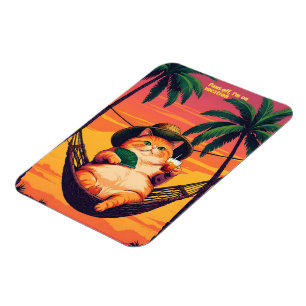 Funny Retro Sommerkatzenurlaub Magnet