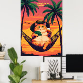 Funny Retro Sommerkatzenurlaub Poster (Heimbüro)