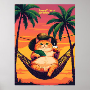 Funny Retro Sommerkatzenurlaub Poster