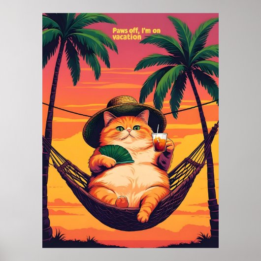 Funny Retro Sommerkatzenurlaub Poster (Vorne)