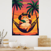 Funny Retro Sommerkatzenurlaub Poster (Küche)