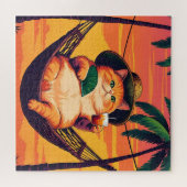 Funny Retro Sommerkatzenurlaub Puzzle (Horizontal)