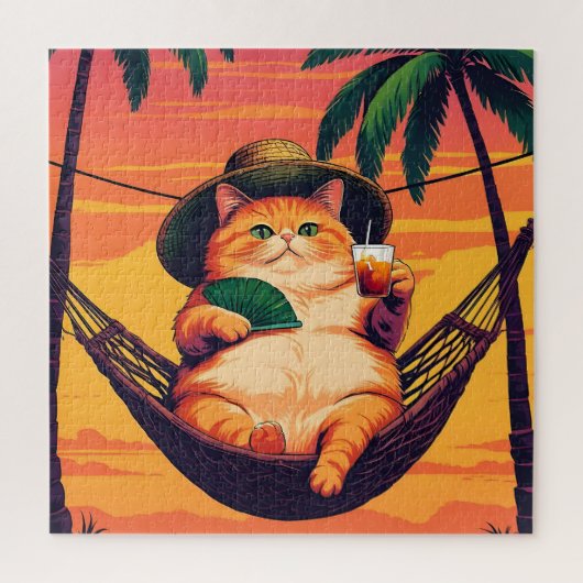 Funny Retro Sommerkatzenurlaub Puzzle (Vertikal)