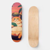 Funny Retro Sommerkatzenurlaub Skateboard (Vorderseite)