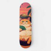 Funny Retro Sommerkatzenurlaub Skateboard (Vorderseite)