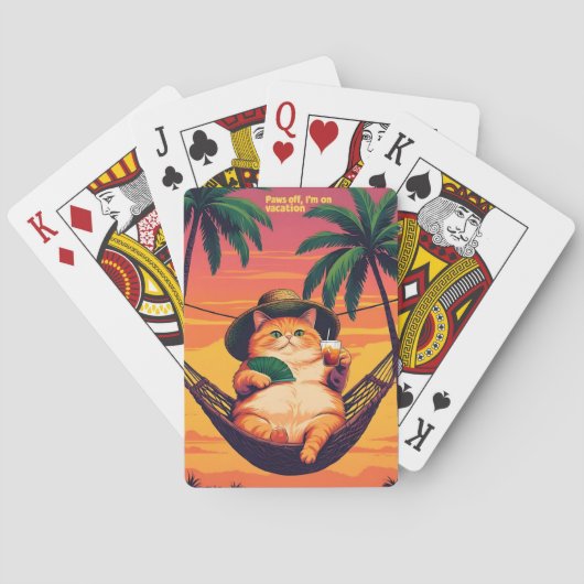 Funny Retro Sommerkatzenurlaub Spielkarten (Rückseite)