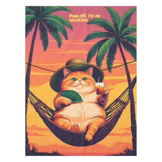 Funny Retro Sommerkatzenurlaub Tischdecke (Vorderseite)