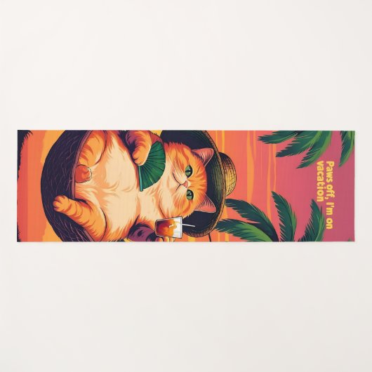 Funny Retro Sommerkatzenurlaub Yogamatte (Vorderseite (Horizontal))