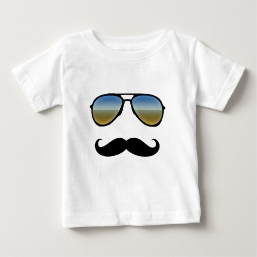 Funny Retro Sonnenbrille mit Mustache Baby T-shirt (Vorderseite)