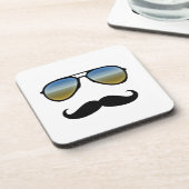 Funny Retro Sonnenbrille mit Mustache Getränkeuntersetzer (Linke Seite)