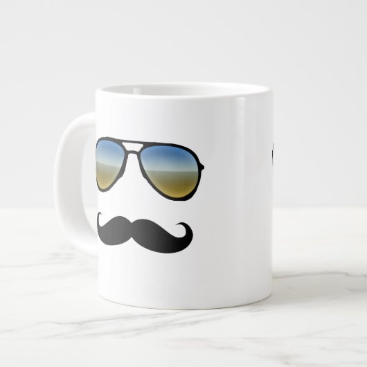 Funny Retro Sonnenbrille mit Mustache Jumbo-Tasse (Vorderseite Links)
