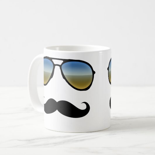 Funny Retro Sonnenbrille mit Mustache Kaffeetasse (Vorderseite Links)