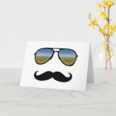 Funny Retro Sonnenbrille mit Mustache Karte (Gelbe Blume)